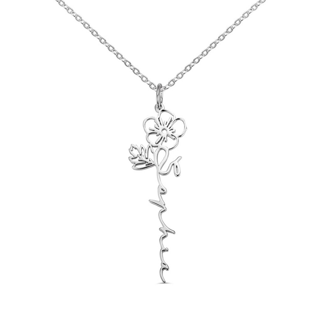 Birth Flower Name Necklace - TrenLit