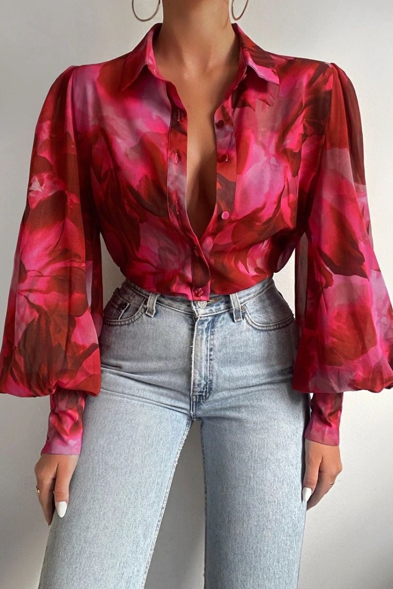 Blossom Elegance Long Sleeve Blouse - Summer Collection - 50% OFF - TrenLit