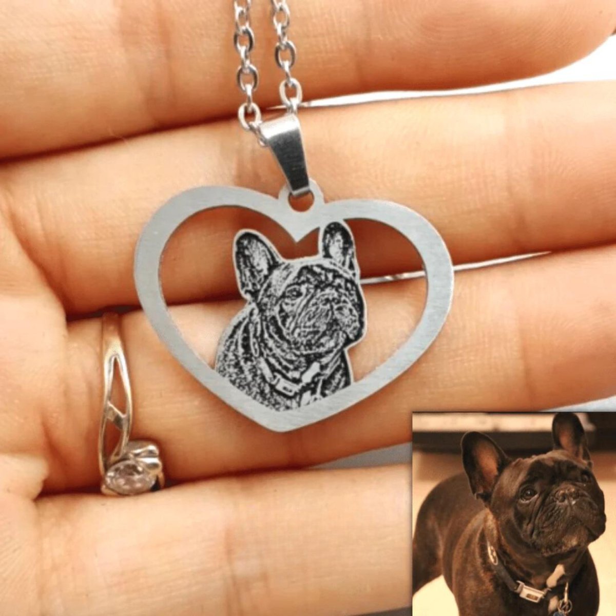 Custom Heart Engraved Pet Photo Necklace - TrenLit