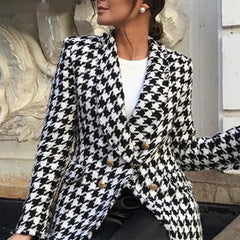 Elegant Houndstooth Blazer - TrenLit