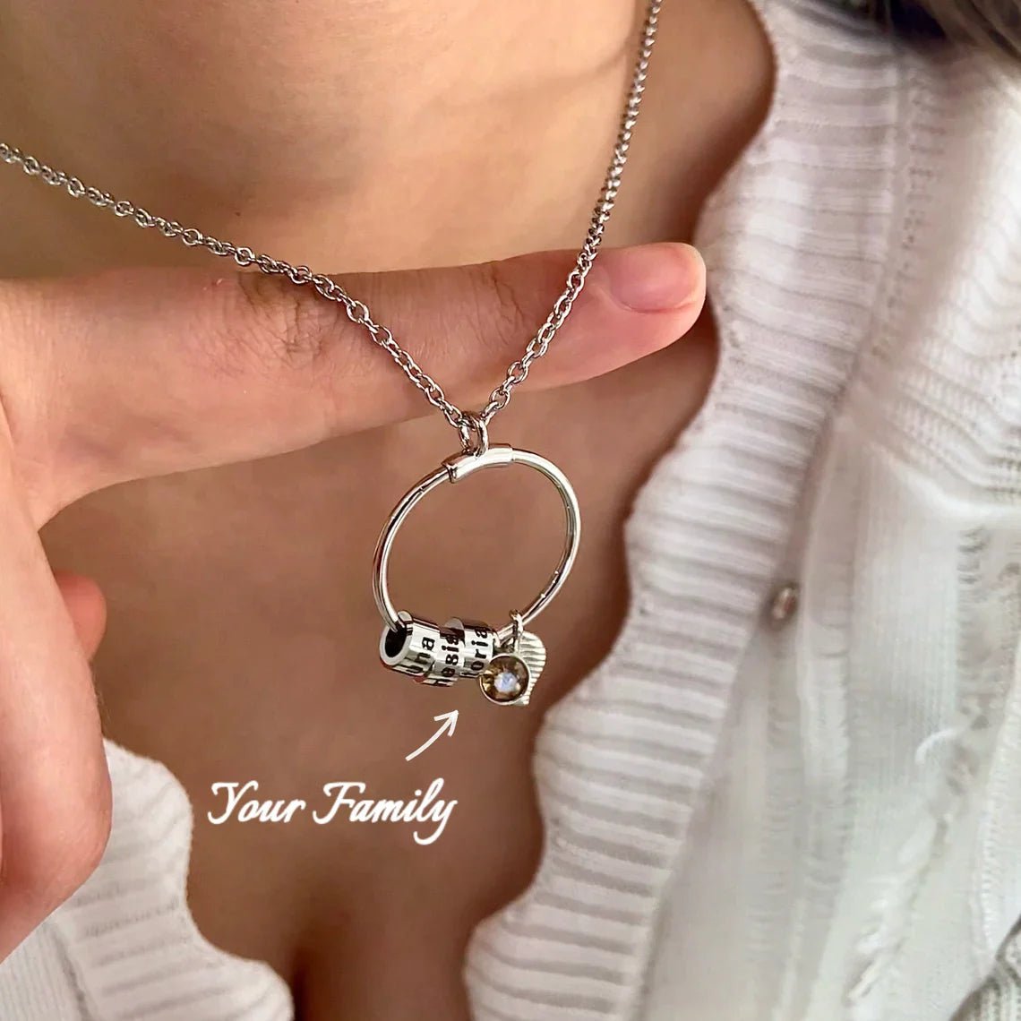 👩 Family is a circle necklace&bracelet with family name beads👩 - TrenLit