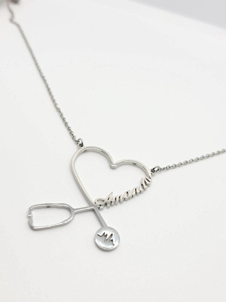 Gifts For Nurses - Custom Stethoscope Name Necklace - TrenLit