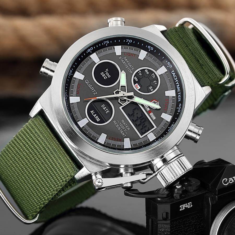 GoldenHour® Men's Watch - Army Strap - TrenLit