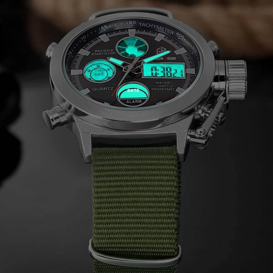 GoldenHour® Men's Watch - Army Strap - TrenLit