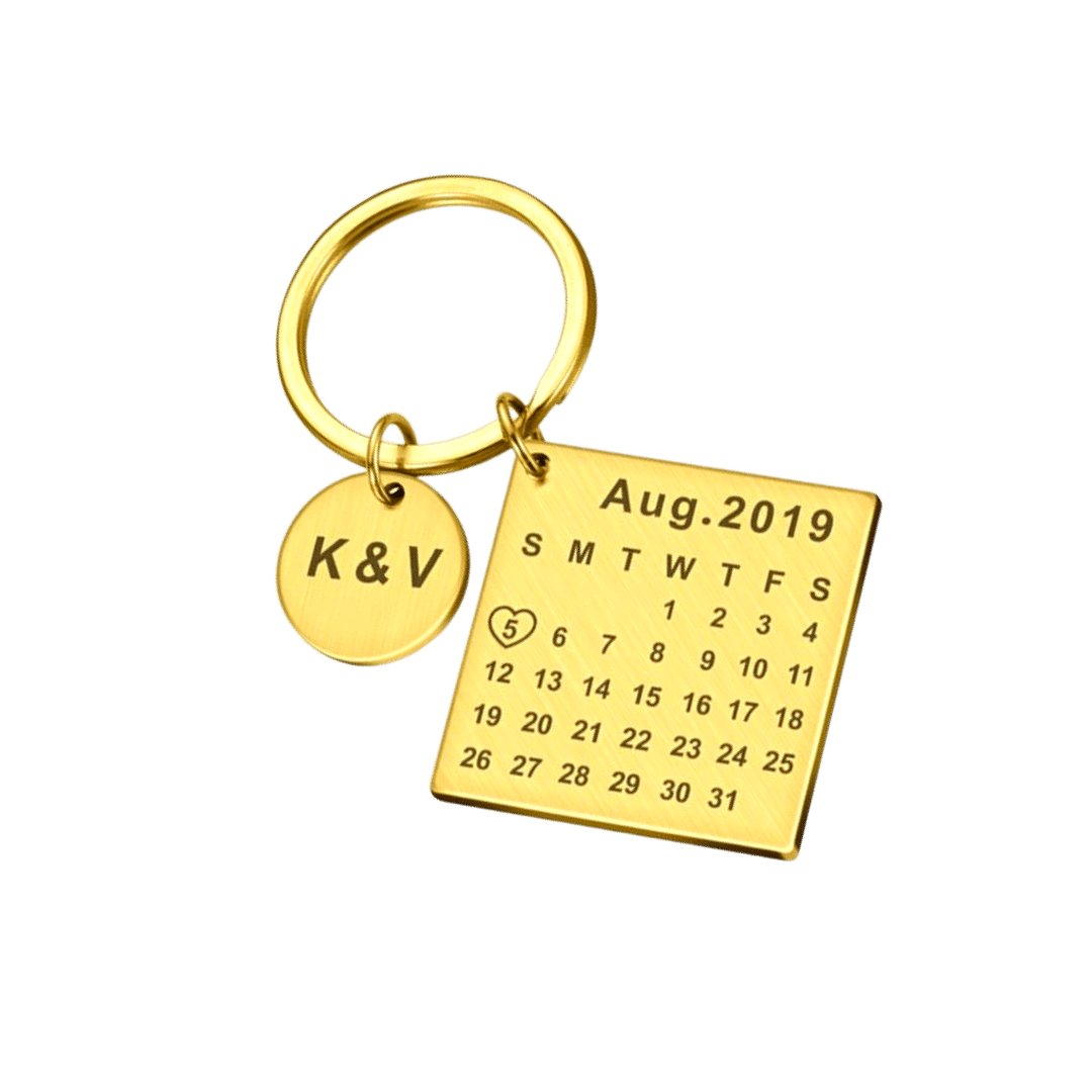 Personalized Calendar Engraved Keychain - Couples Gift - TrenLit