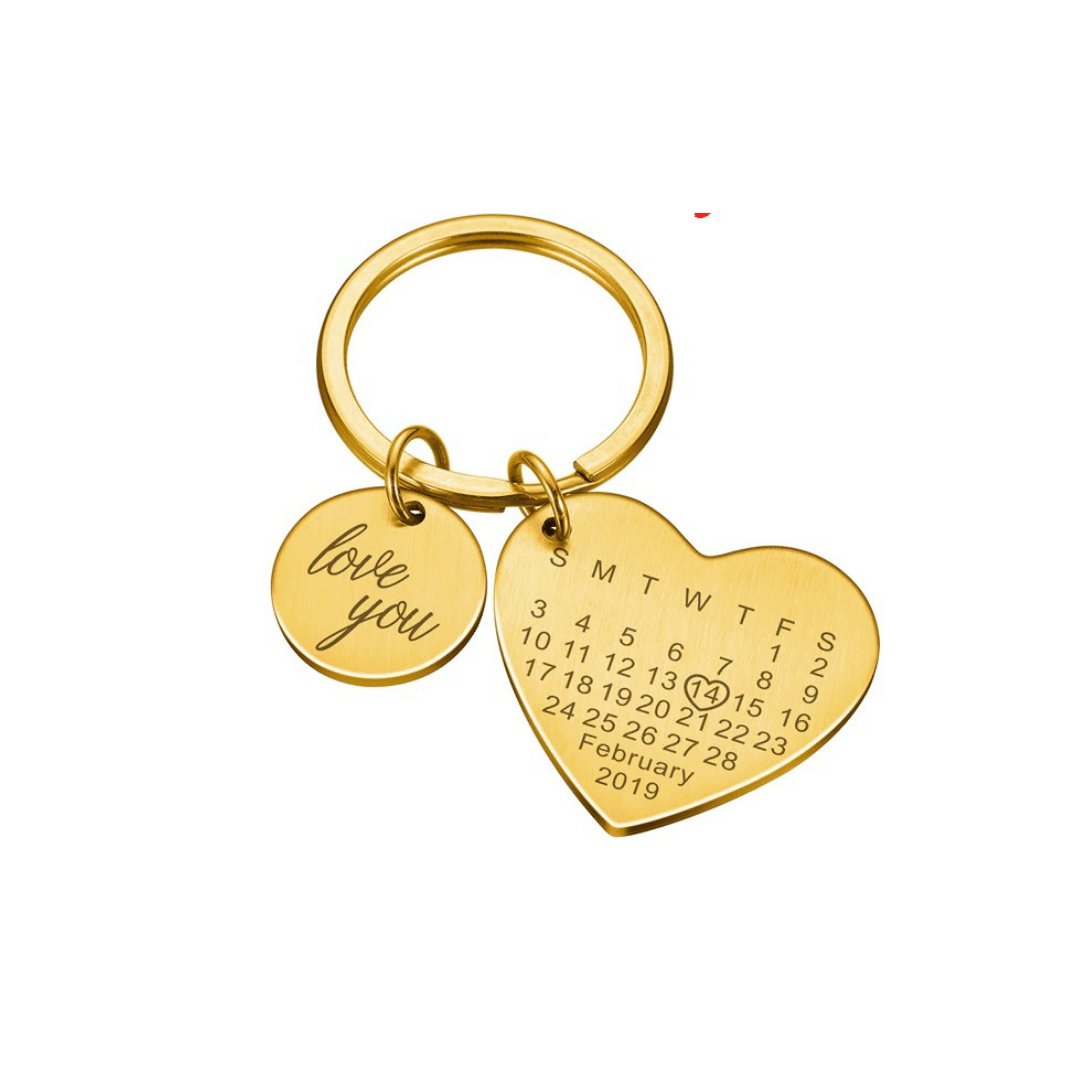 Personalized Calendar Engraved Keychain - Couples Gift - TrenLit