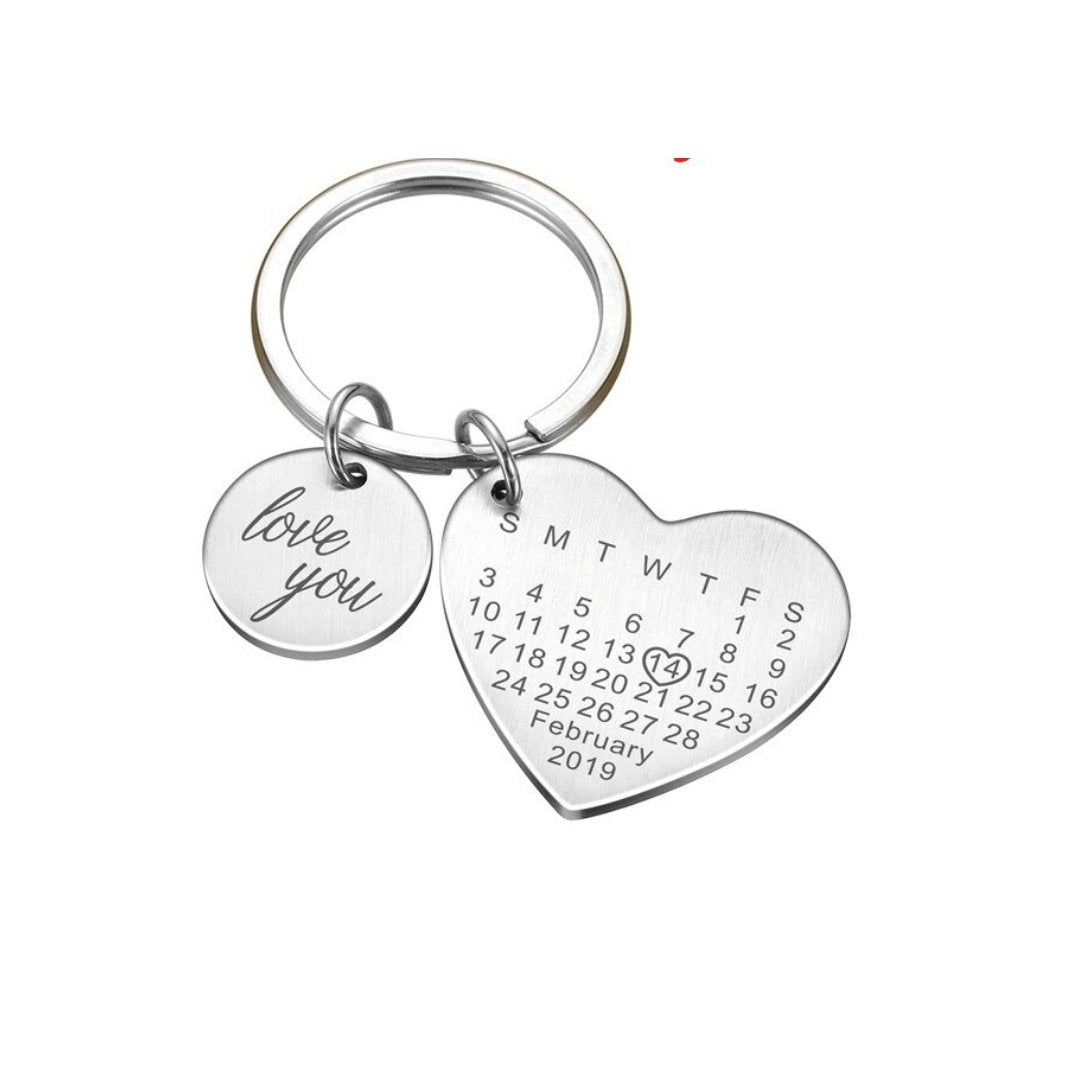 Personalized Calendar Engraved Keychain - Couples Gift - TrenLit