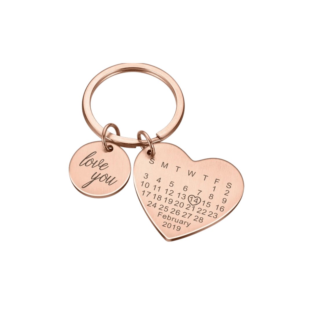 Personalized Calendar Engraved Keychain - Couples Gift - TrenLit