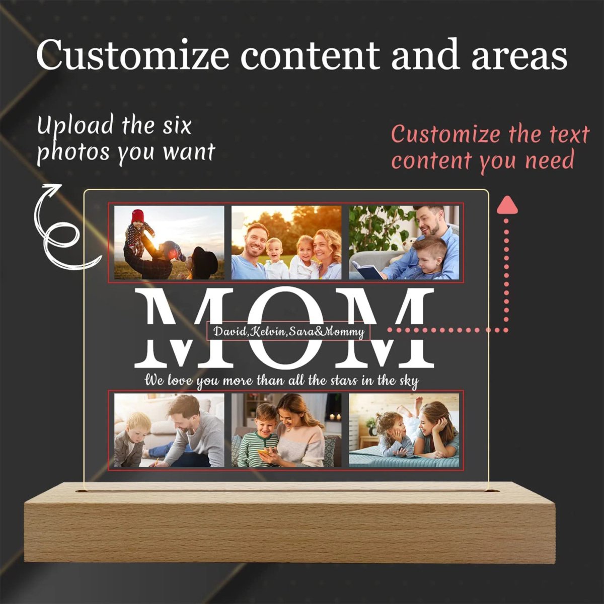 Personalized MOM Night Light with Multi-Photo - TrenLit