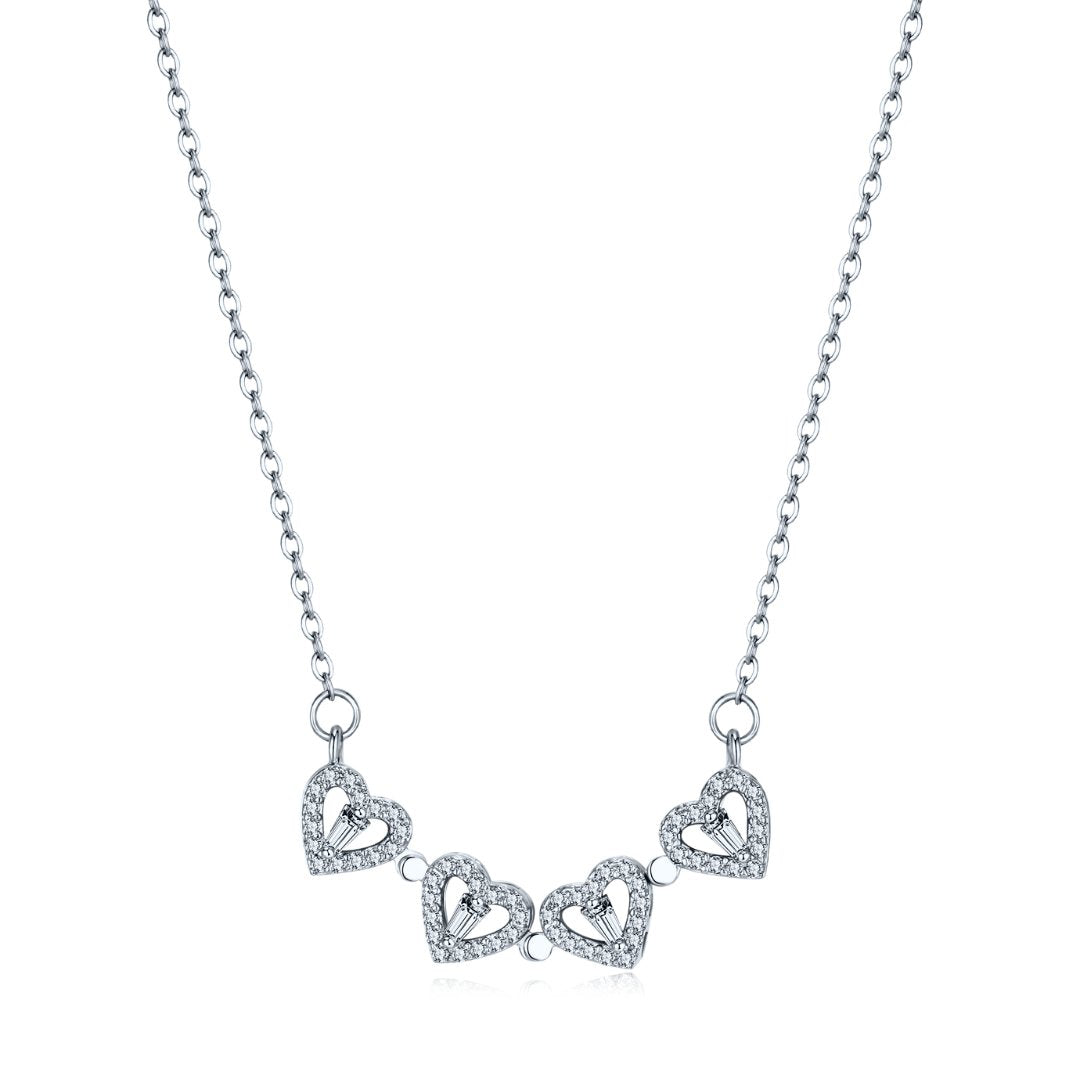 Silver Clover Hearts Necklace - TrenLit