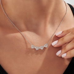 Silver Clover Hearts Necklace - TrenLit