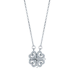 Silver Clover Hearts Necklace - TrenLit