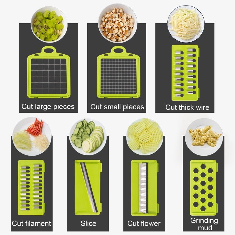 SliceBox™ - 12-in-1 Efficient Vegetable Chopper with Built-in Container - TrenLit