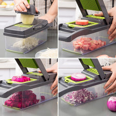 SliceBox™ - 12-in-1 Efficient Vegetable Chopper with Built-in Container - TrenLit